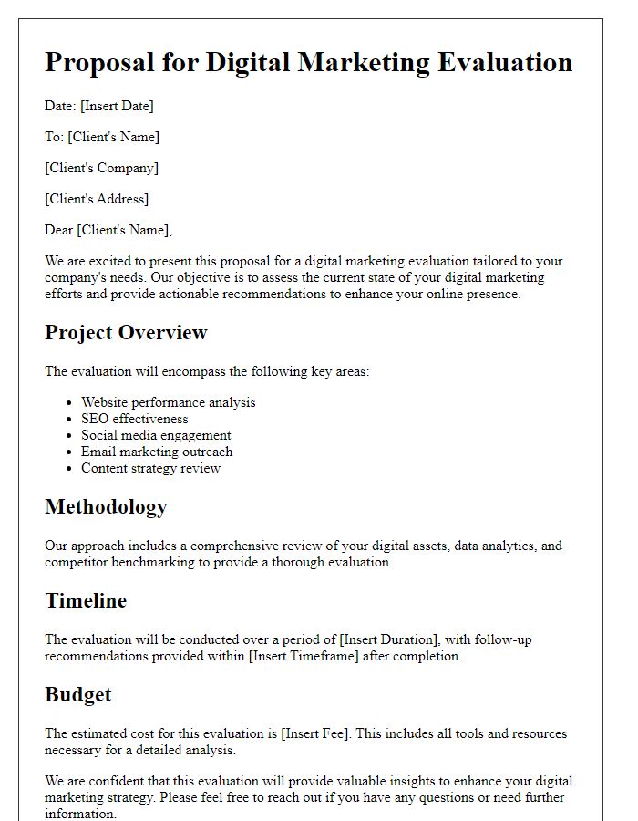 Letter template of proposal for digital marketing evaluation