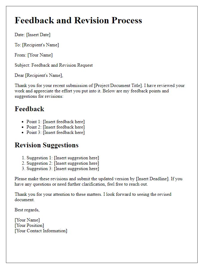 Letter template of feedback and revision process