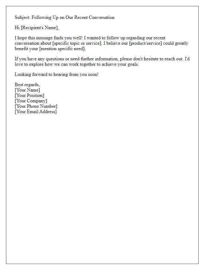 Letter template of follow-up email for lead generation outreach