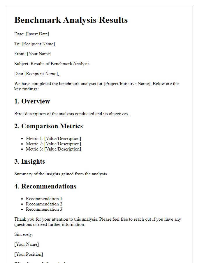 Letter template of benchmark analysis results