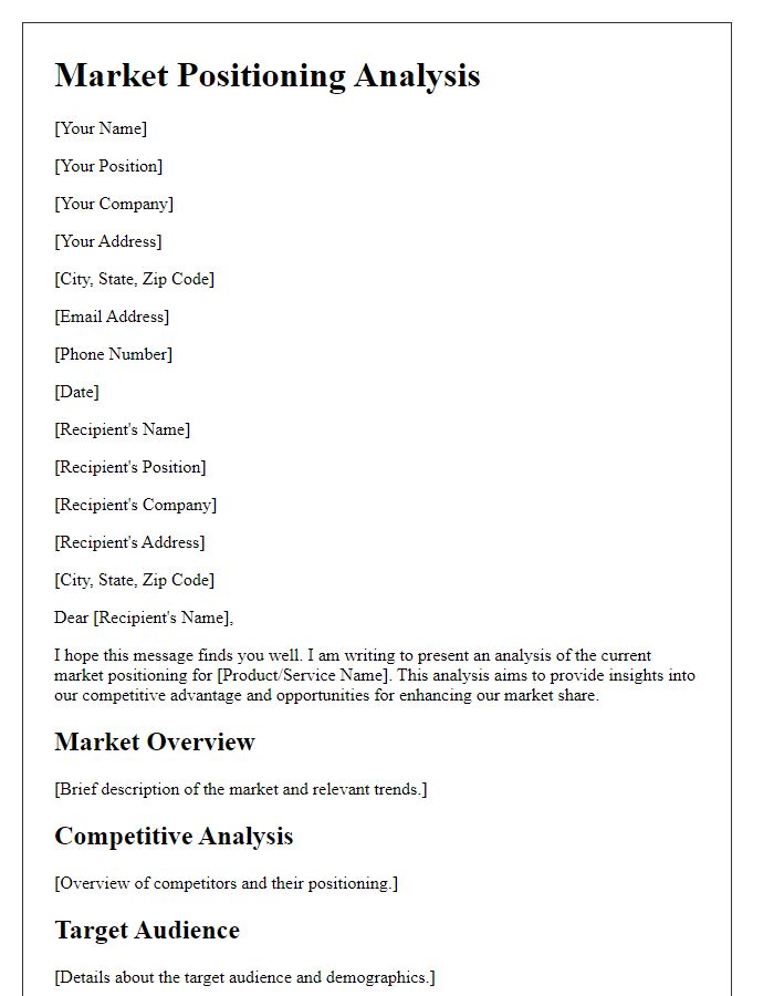 Letter template of market positioning analysis