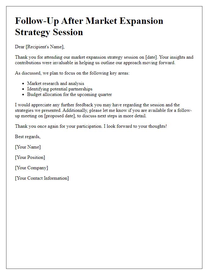 Letter template of follow-up after market expansion strategy session