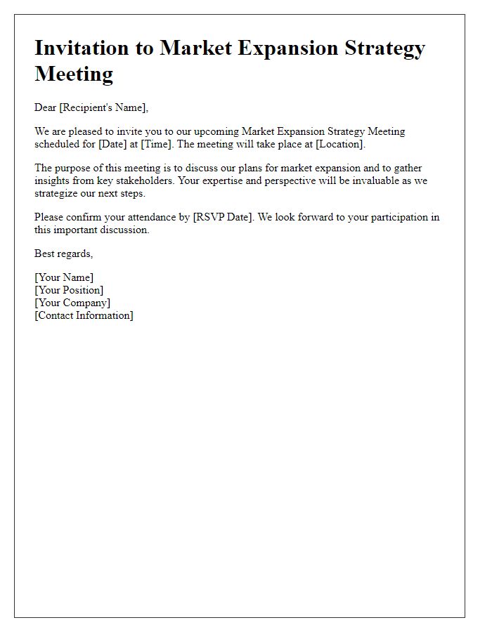 Letter template of invitation for market expansion strategy meeting