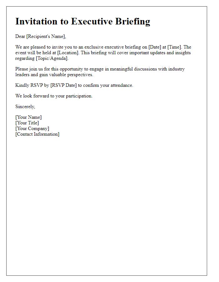 Letter template of executive briefing invitation