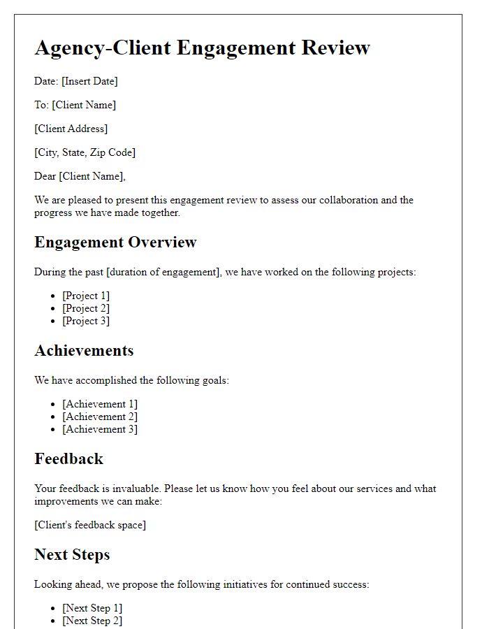 Letter template of agency-client engagement review