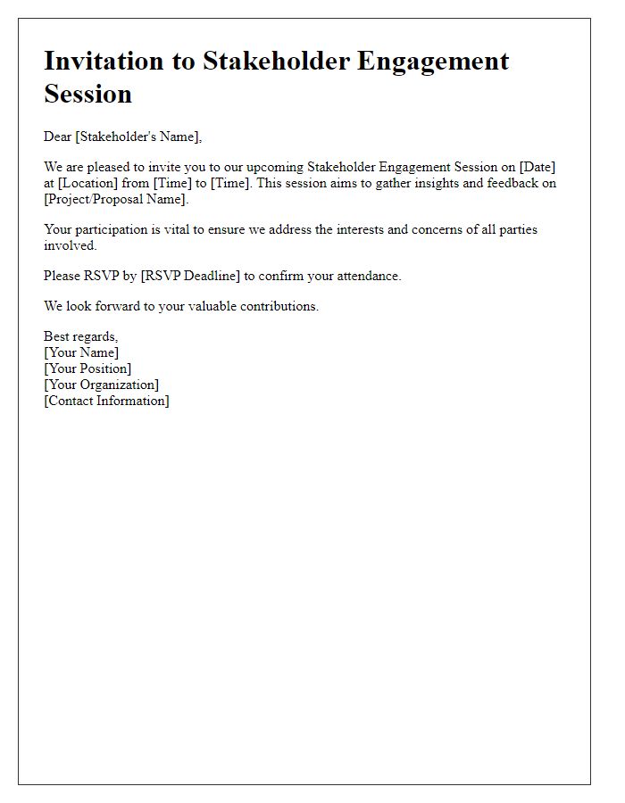 Letter template of invitation for stakeholder engagement session