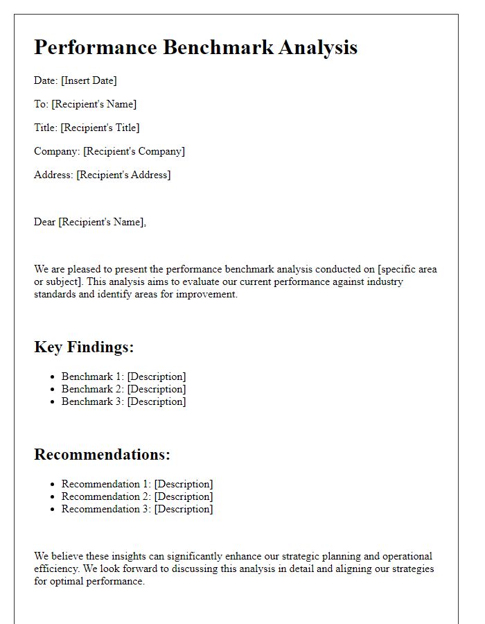 Letter template of performance benchmark analysis