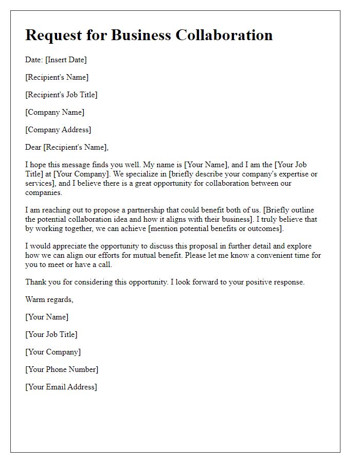 Letter template of business collaboration request