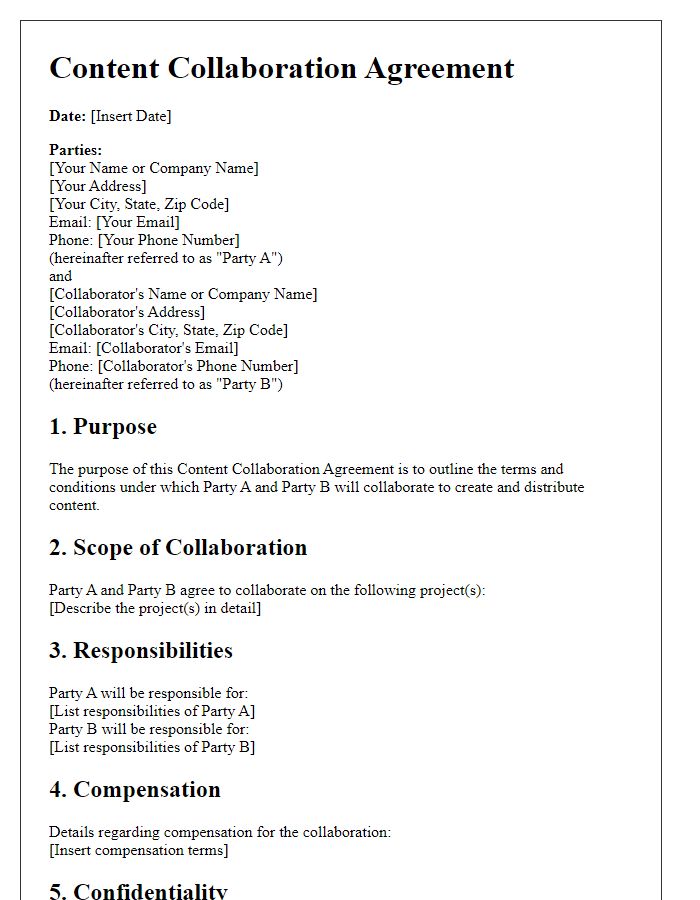 Letter template of Content Collaboration Agreement