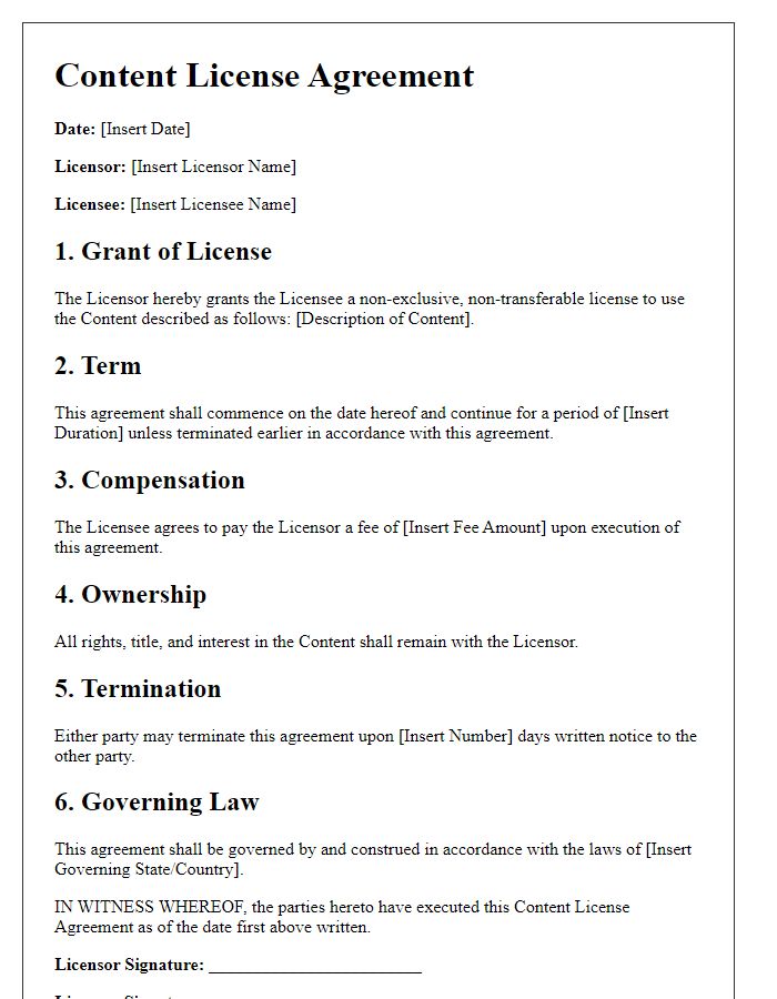 Letter template of Content License Agreement