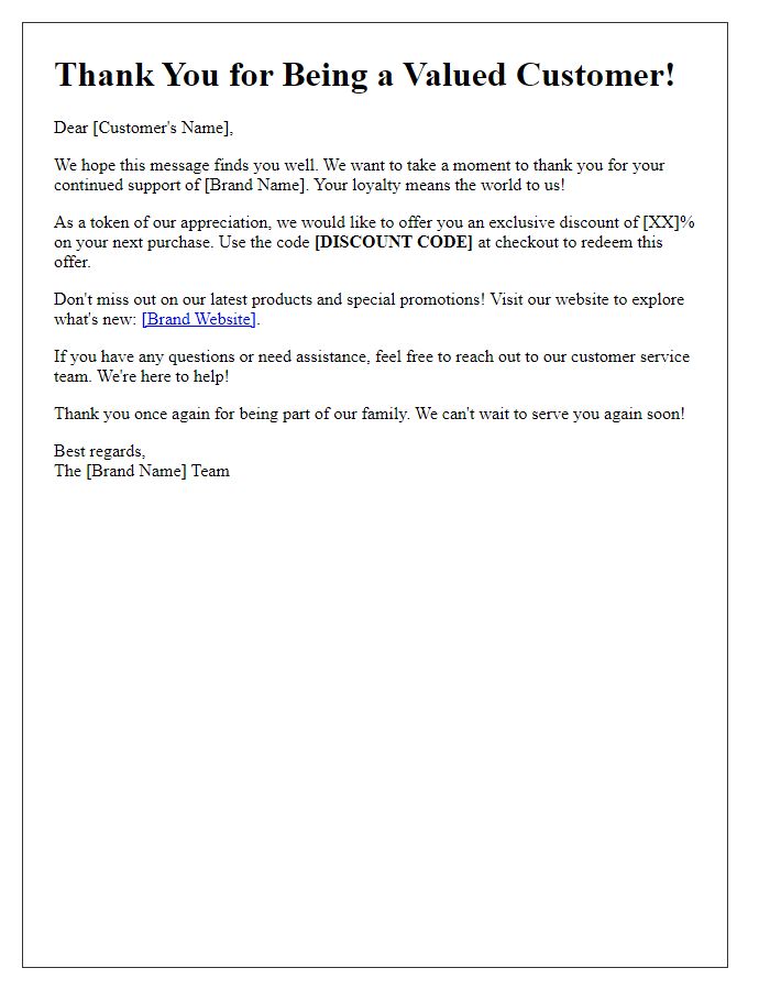 Letter template of remarketing campaign follow-up for brand loyalty.