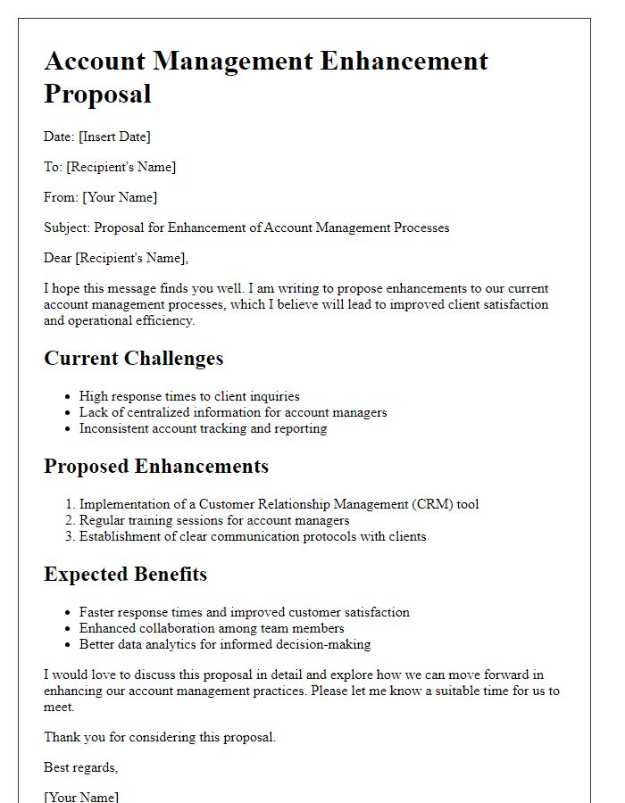 Letter template of account management enhancement proposal