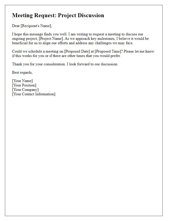 Letter template of project discussion meeting request