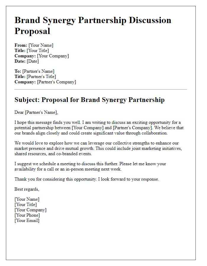 Letter template of brand synergy partnership discussion