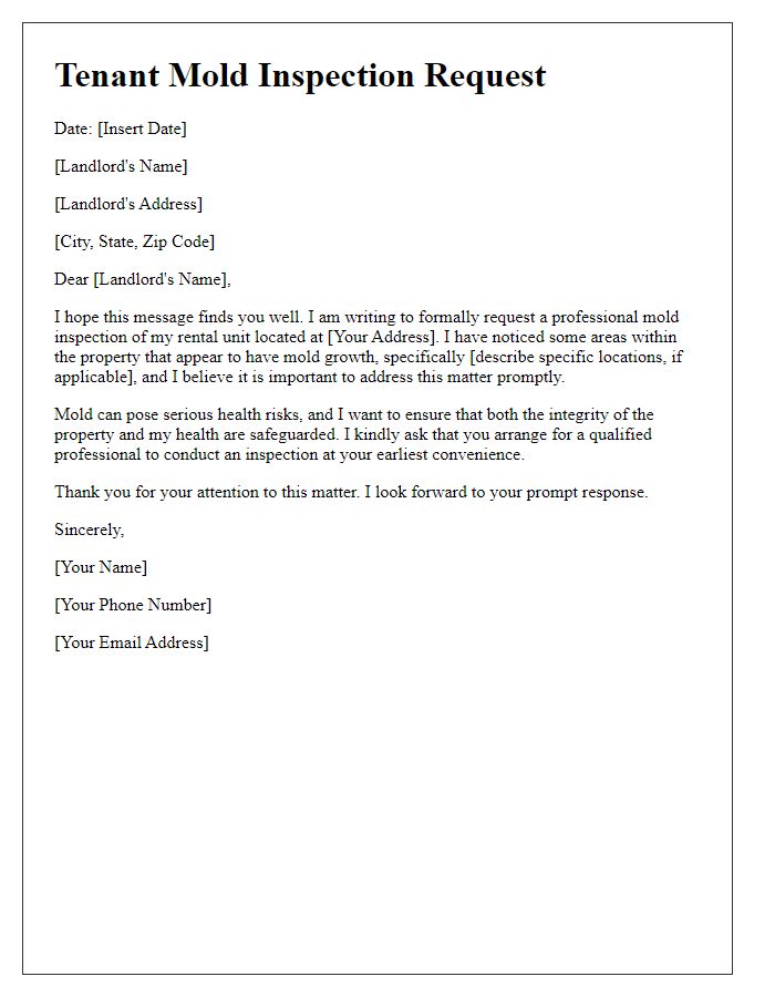 Letter template of tenant request for professional mold inspection