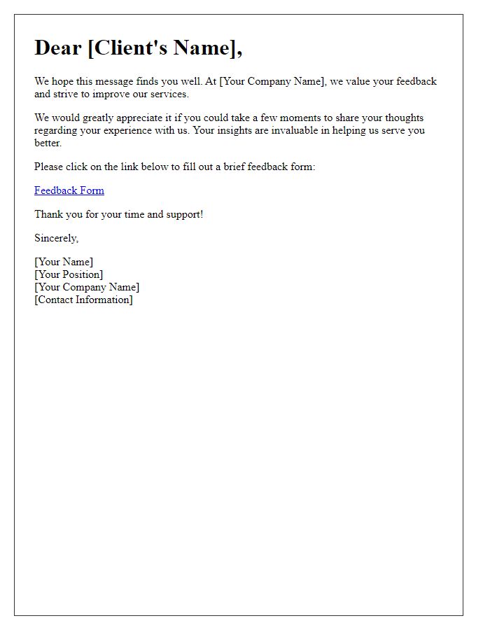Letter template of client feedback request