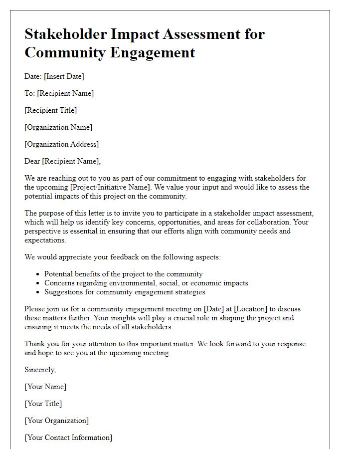 Letter template of stakeholder impact assessment for community engagement