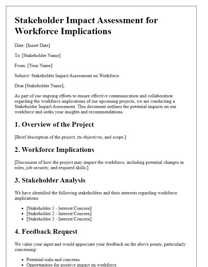 Letter template of stakeholder impact assessment for workforce implications