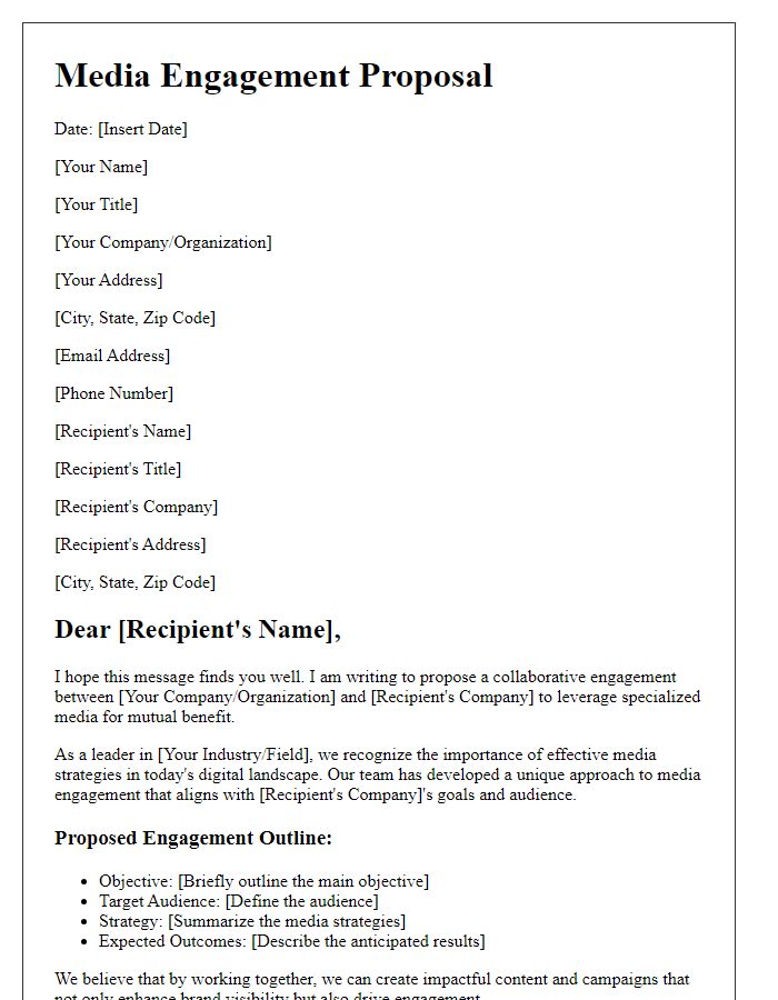 Letter template of specialized media engagement proposition