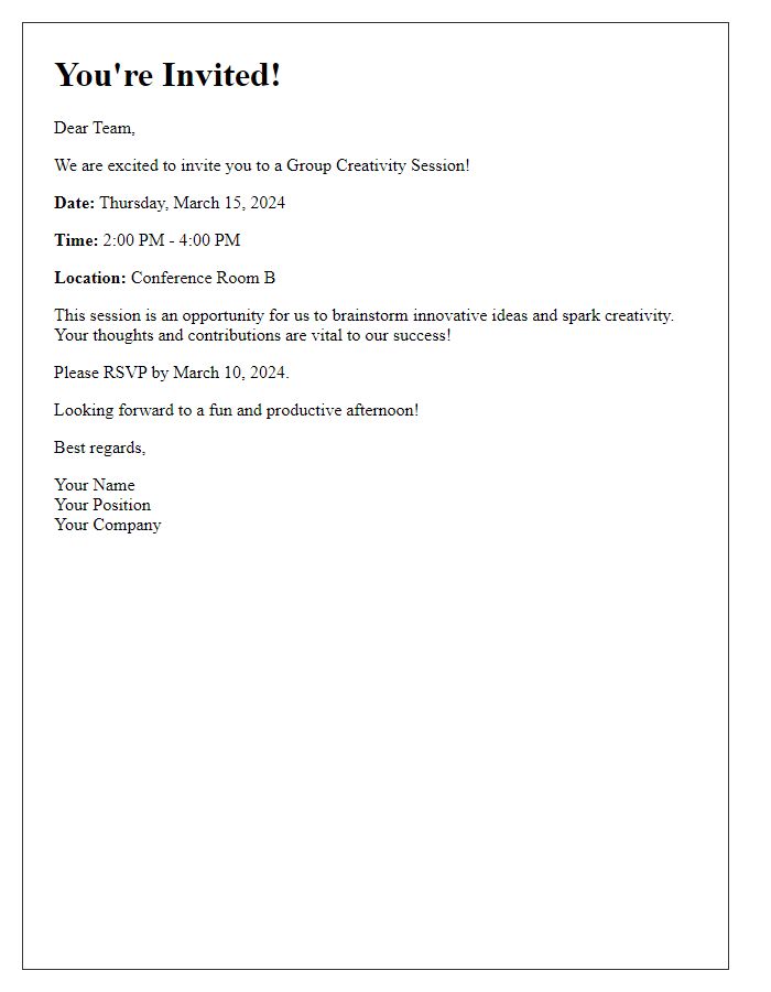 Letter template of invitation for a group creativity session