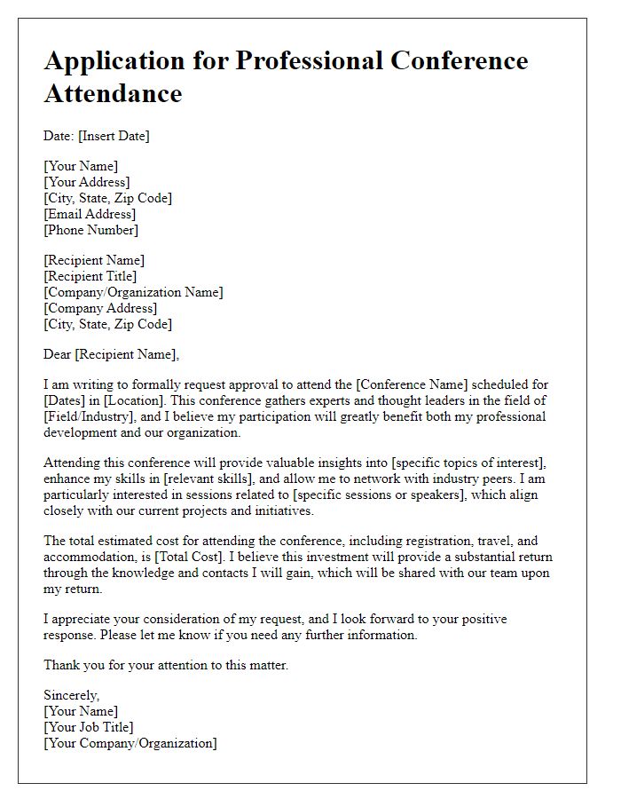 Letter template of application for professional conference attendance