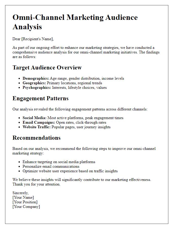 Letter template of omni-channel marketing audience analysis