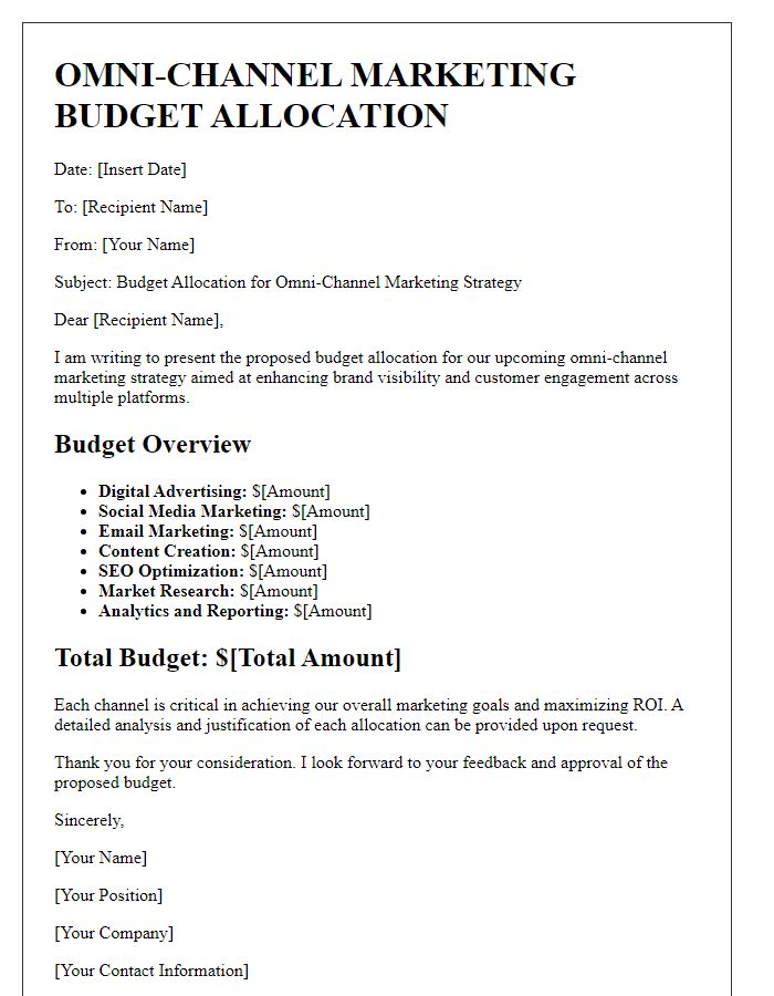 Letter template of omni-channel marketing budget allocation