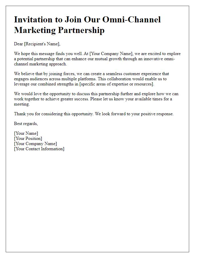 Letter template of omni-channel marketing partnership invitation