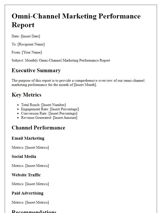 Letter template of omni-channel marketing performance report