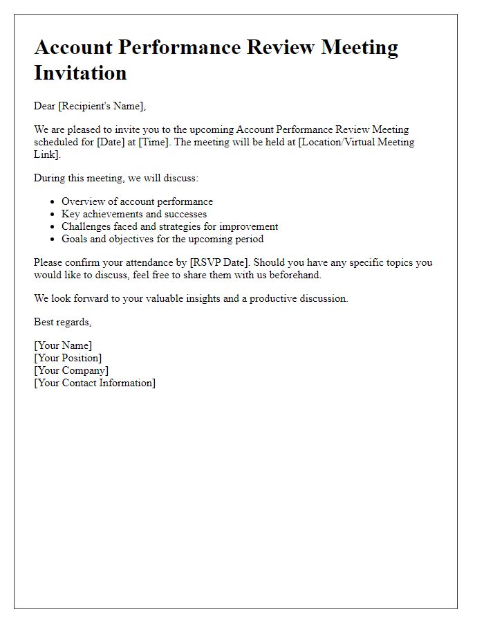 Letter template of account performance review meeting