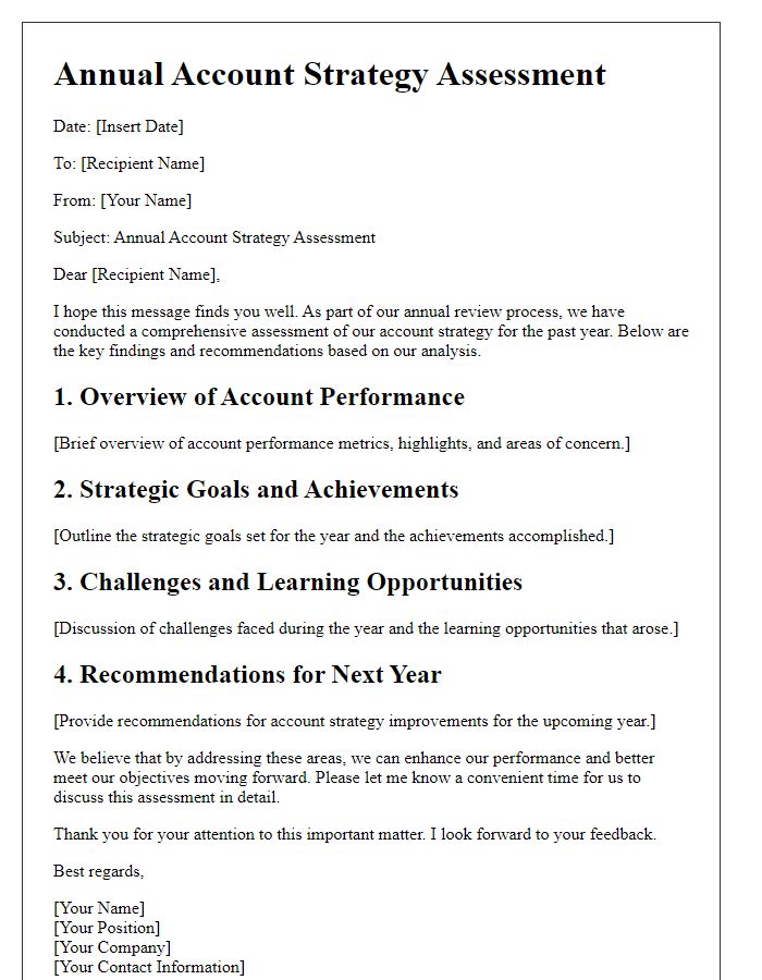 Letter template of annual account strategy assessment