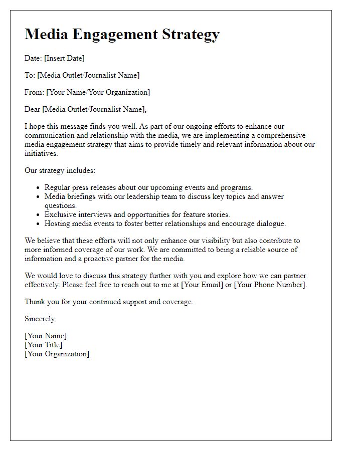 Letter template of media engagement strategy