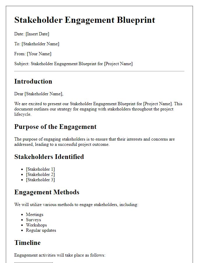 Letter template of stakeholder engagement blueprint