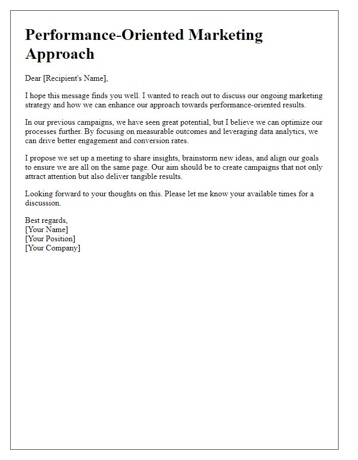 Letter template of performance-oriented marketing approach dialogue