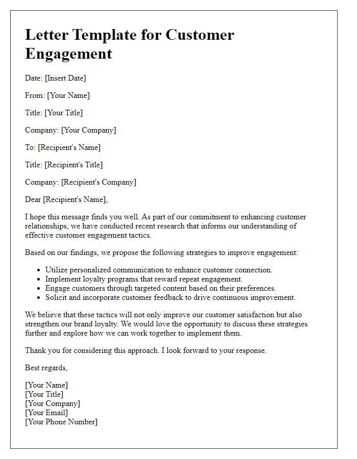 Letter template of research-informed customer engagement tactics