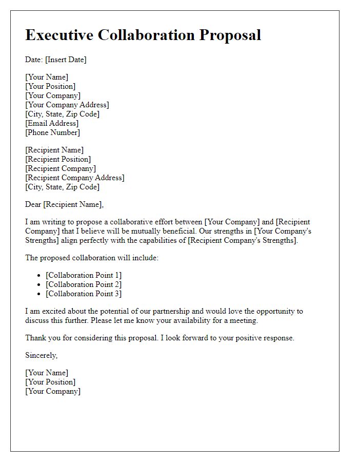 Letter template of executive collaboration proposal