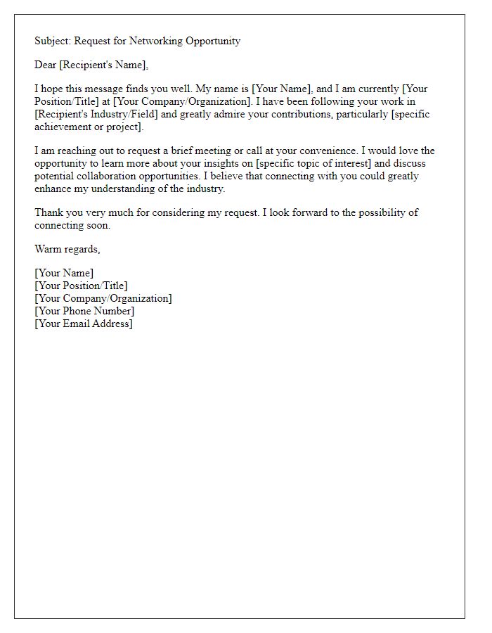 Letter template of executive networking request