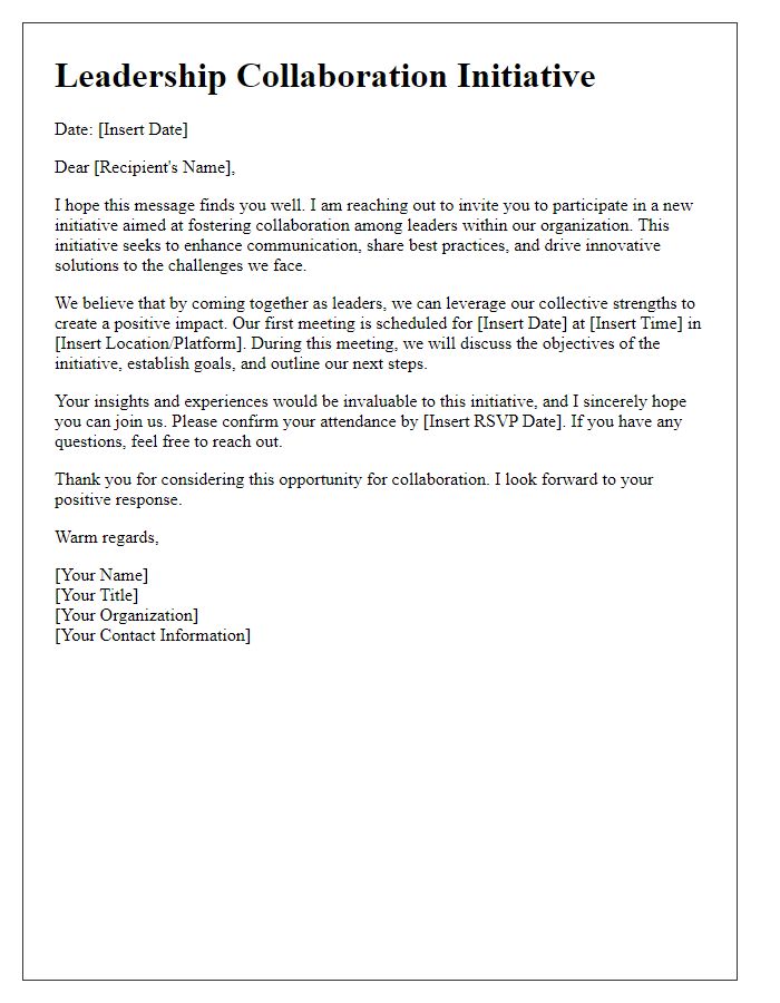 Letter template of leadership collaboration initiative