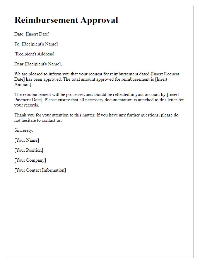 Letter template of reimbursement approval letter