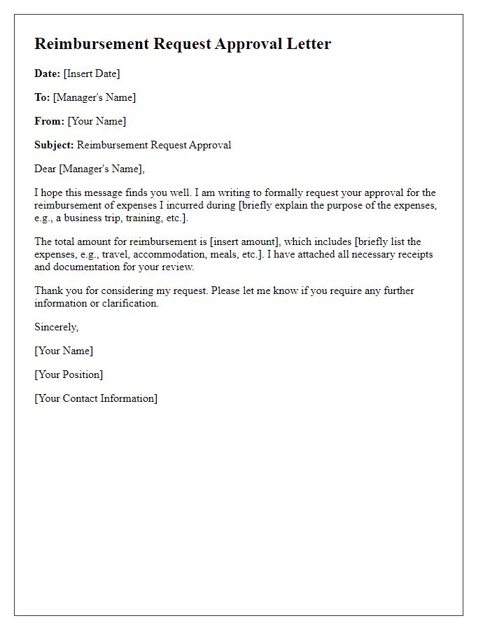 Letter template of reimbursement request approval