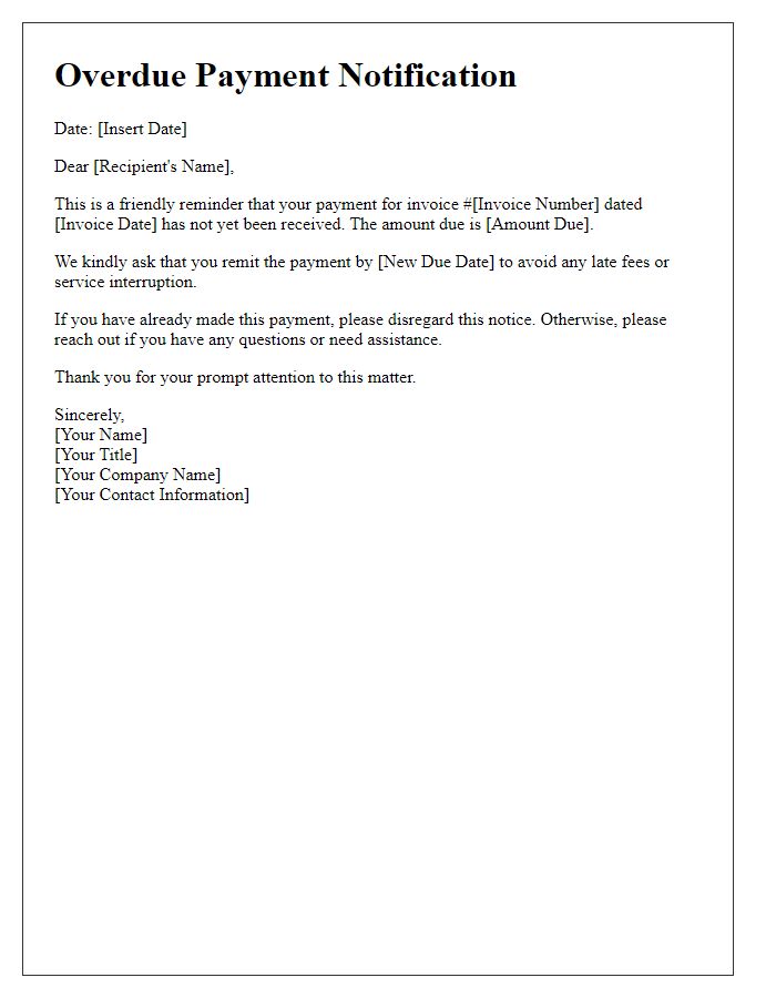 Letter template of overdue payment notification