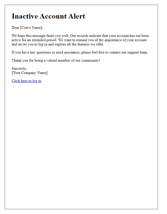 Letter template of Inactive Account Alert