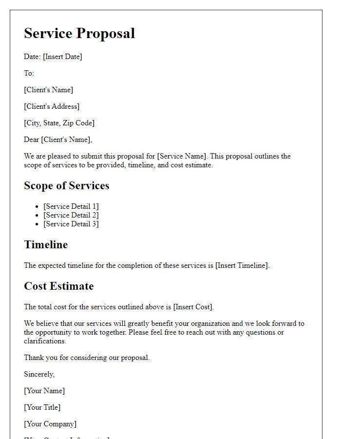 Letter template of individual service proposal