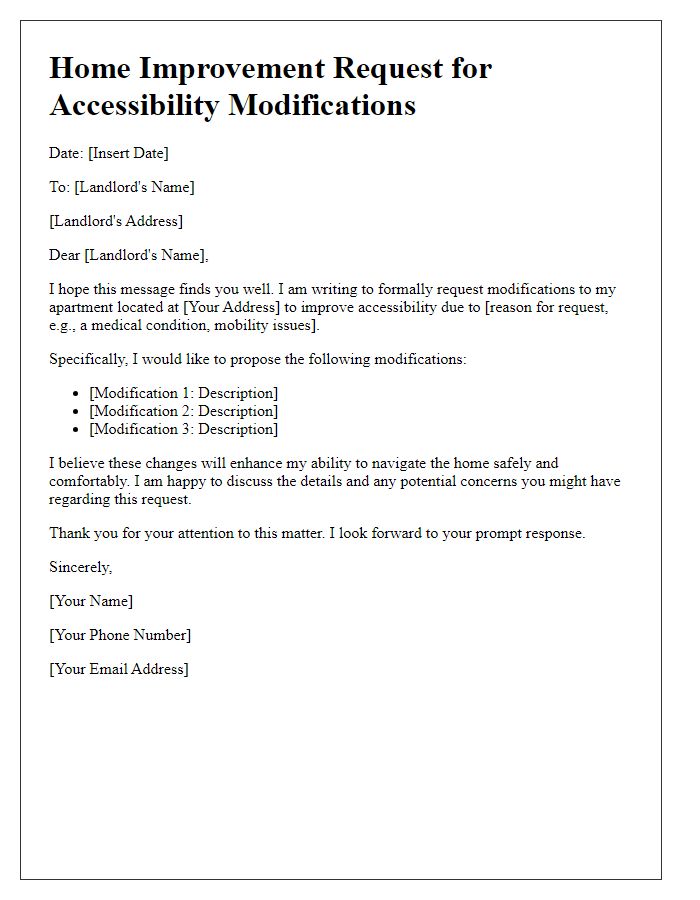 Letter template of tenant home improvement request for accessibility modifications