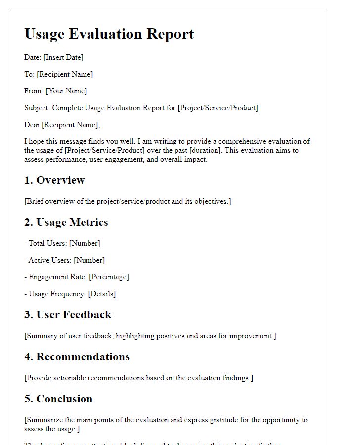 Letter template of complete usage evaluation