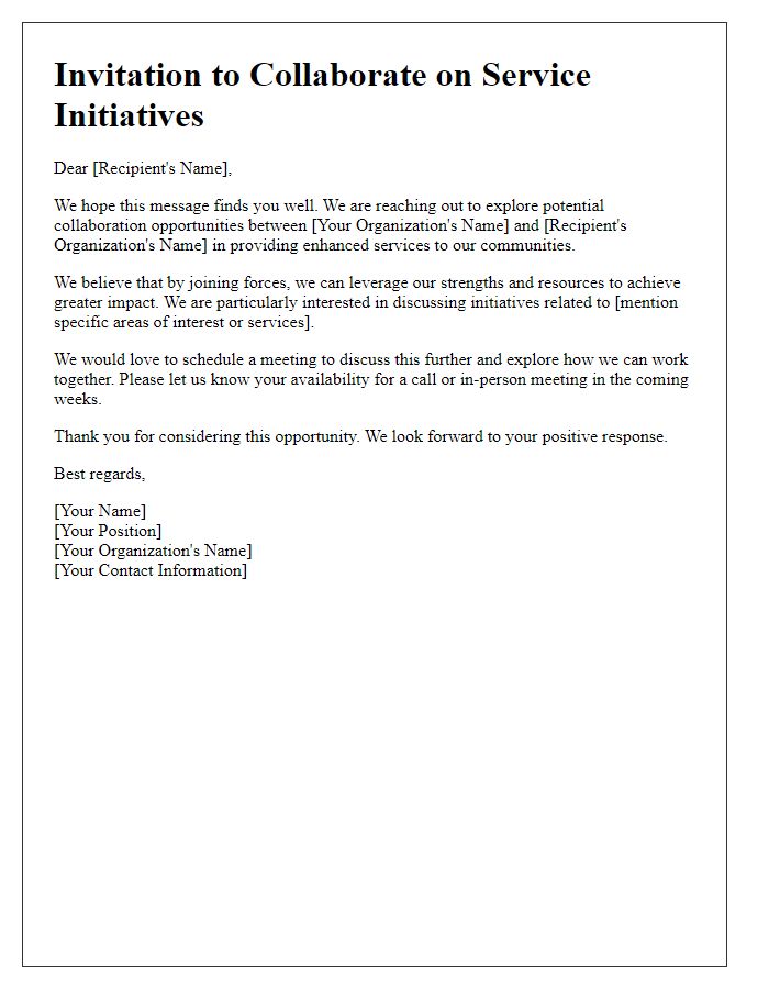 Letter template of service collaboration invitation.