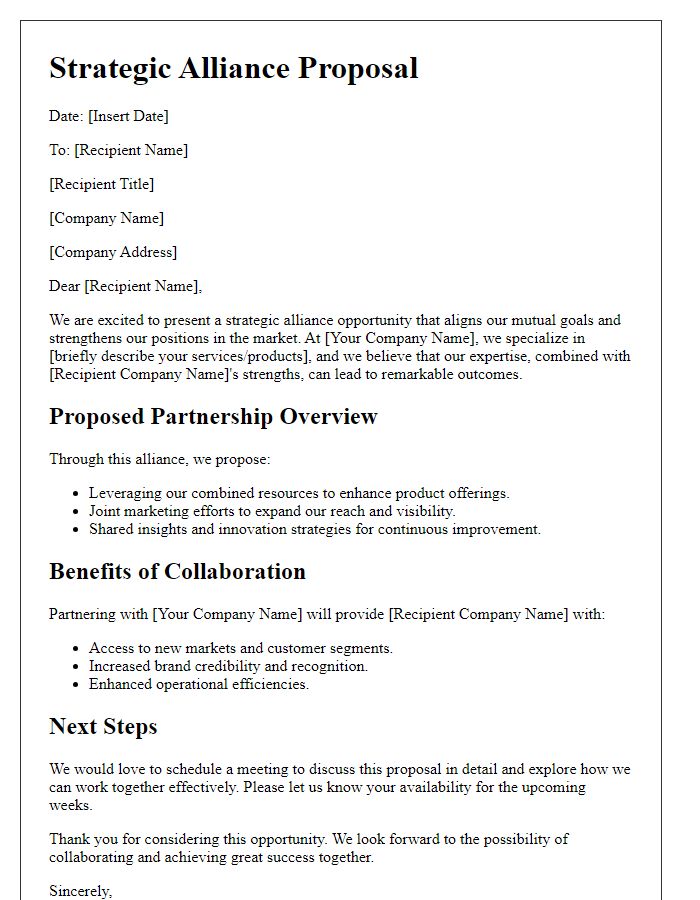 Letter template of strategic alliance service pitch.