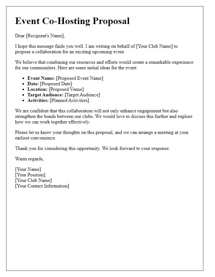 Letter template of club co-hosting event suggestion