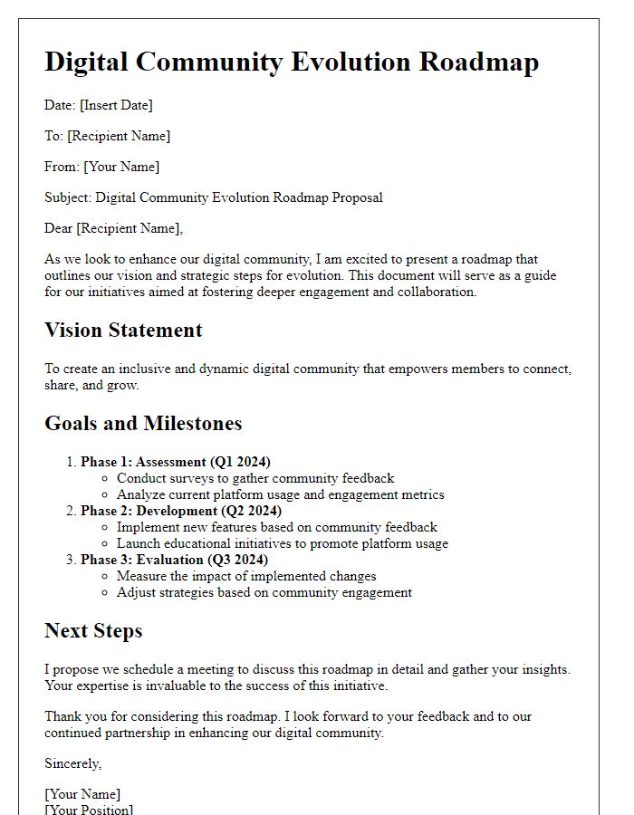 Letter template of digital community evolution roadmap