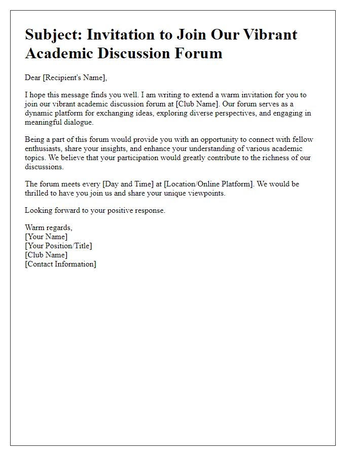 Letter template of appeal to join our vibrant academic discussion forum at the club